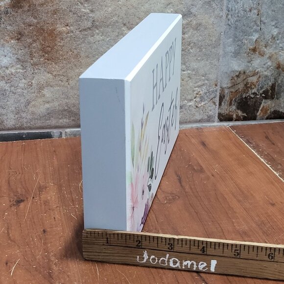 Happy Easter White Block Sign Flower Artwork - Picture 8 of 8